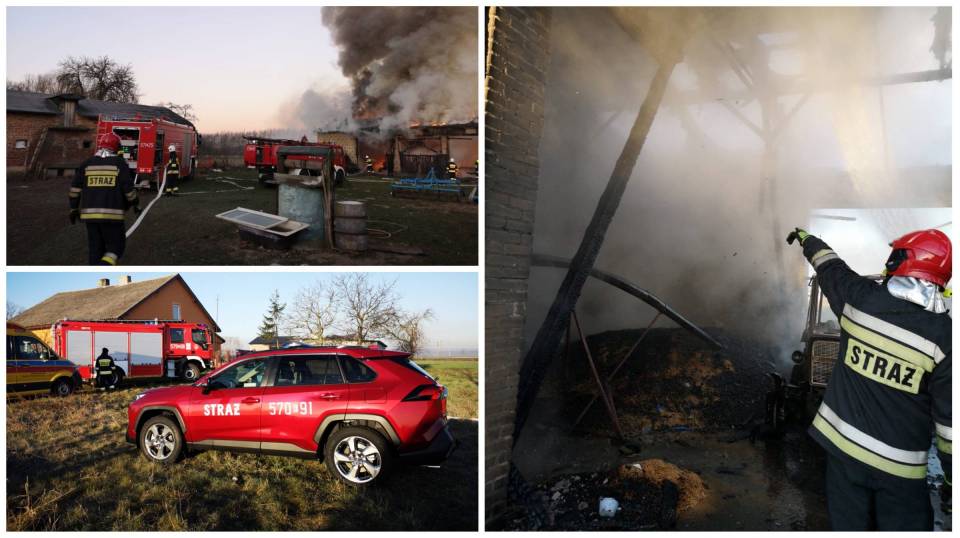 Kolejny duży pożar w gminie Szadek. Spłonął budynek gospodarczy, w którym były maszyny. Straty wyceniono na 150 tysięcy złotych
