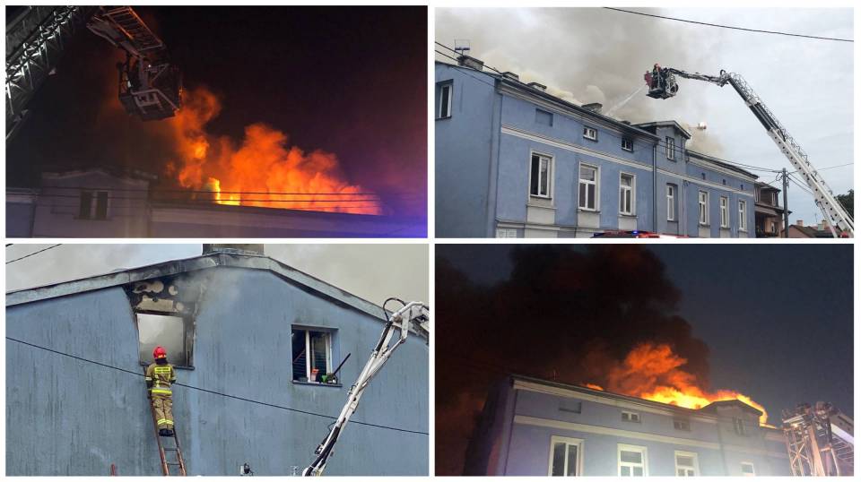 Kamienica przy Poznańskiej w Łęczycy w ogniu. Ponad trzydzieści osób ewakuowanych, kilka trafiło do szpitala