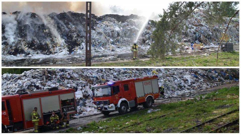 Pożar w Woli Łaskiej: Strażacy nieustannie w akcji! Co się dzieje na składowisku?